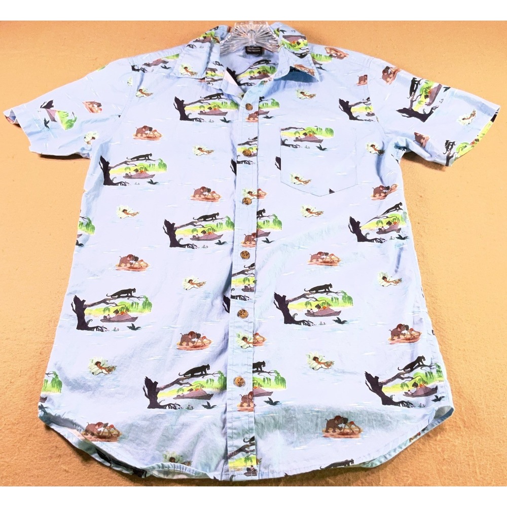 Disney Our Universe Jungle Book Mowgli Baloo Button Down Shirt Mens XS Blue